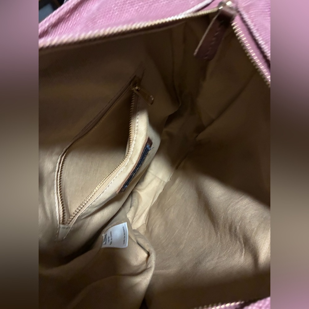 L.L. Bean Tote Canvas Bag Pink with Leather Bottom And Handles Rare Vintage - Picture 10 of 16